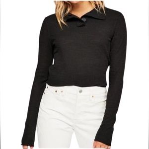 We the free marigold waffle knit thermal mock neck top size large